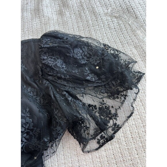 VTG USA 80's Maya Jornot for Michael Marcella Black Lace Pearl Sequin Dress 16 - Picture 8 of 8